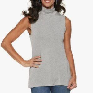 Croft and Barrow Sleeveless Mockneck Top - Cement Grey - sz 1X - NWT